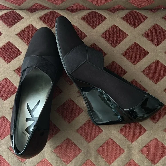 Anne Klein sport woman’s black wedge heel pumps textile upper Aktarence sz 7.5M🌹 - Picture 10 of 17